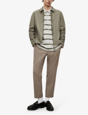 Shop Allsaints Men's Soft Green Toni Regular-fit Leather Jacket