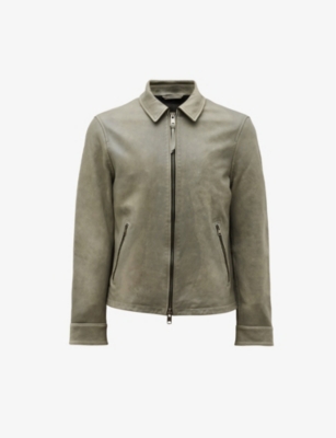 Allsaints Toni Leather Jacket In Soft Green
