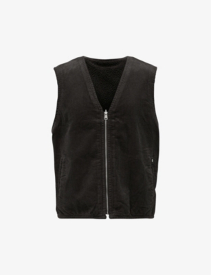Shop Allsaints Men's Jet Black Lecco Corduroy Cotton Vest