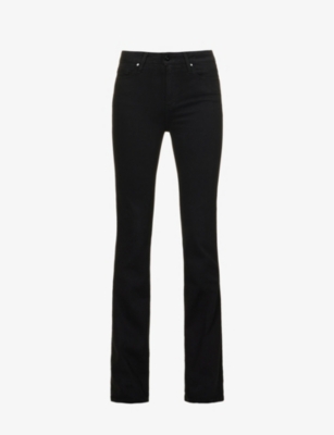 Shop Paige Laurel Canyon Boot-cut High-rise Stretch-denim Jeans In Black