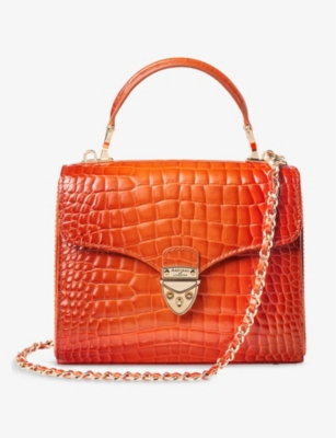 ASPINAL OF LONDON: Mayfair medium croc-embossed leather top-handle bag