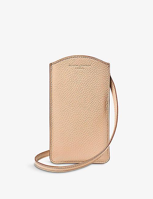 ASPINAL OF LONDON: London pebbled-leather phone case