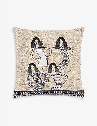 MISSONI HOME: Brunette graphic-print woven cushion 40cm x 40cm