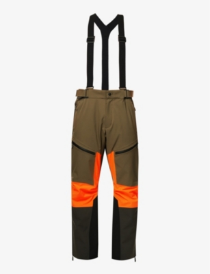 Moncler Army Green Stretch Nylon Ski Pant In Khaki Orange