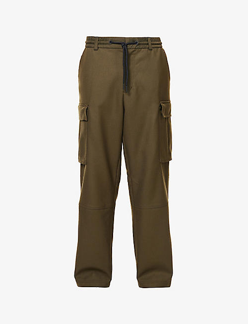 MONCLER GRENOBLE: Elasticated-waistband regular-fit wide-leg wool trousers