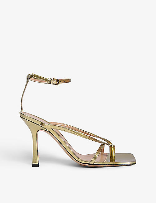 BOTTEGA VENETA: Naked metallic leather heeled sandals