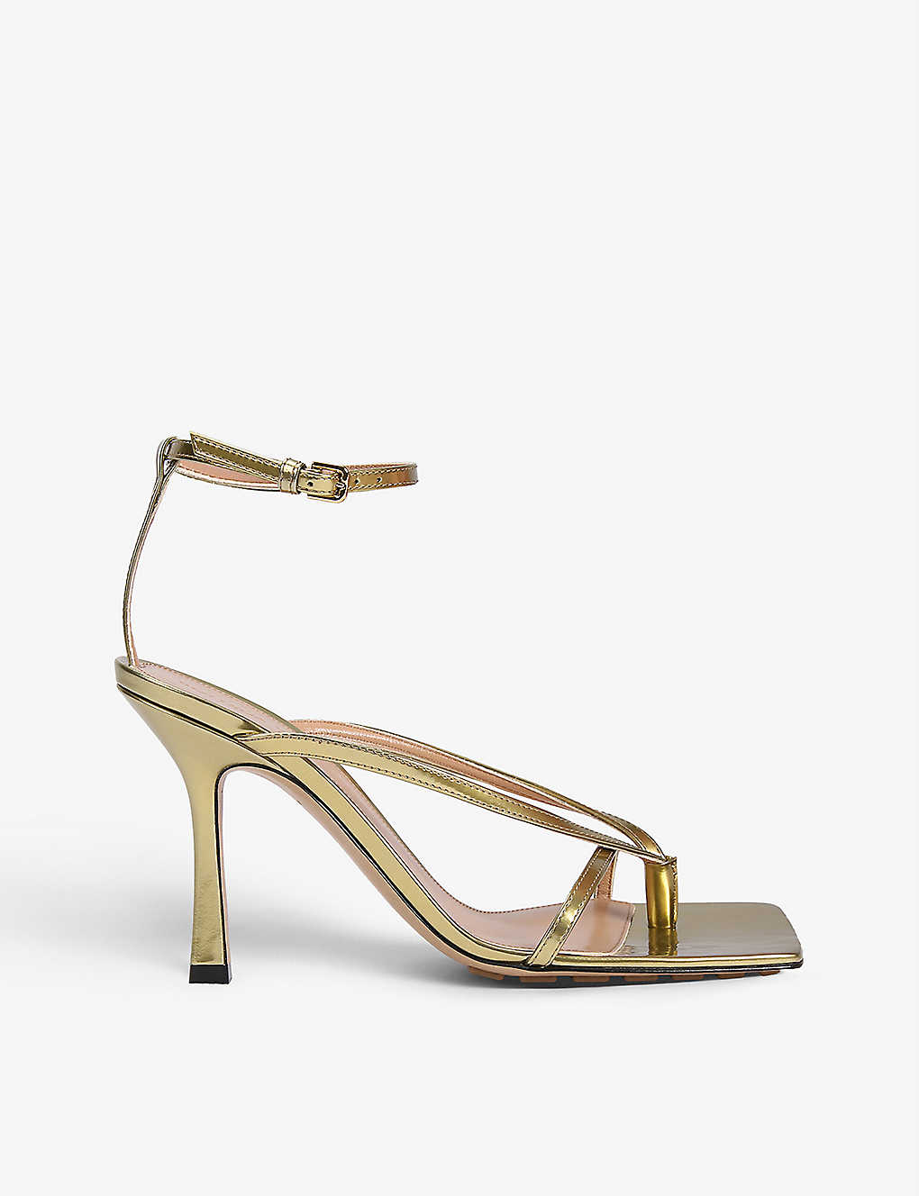 Bottega Veneta Naked Metallic Leather Heeled Sandals In Gold | ModeSens