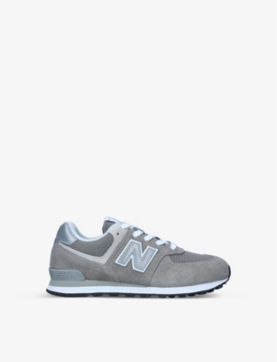 New Balance Kids' 574 Logo-embossed Woven Low-top Trainers 9-10 Years In Grey/light