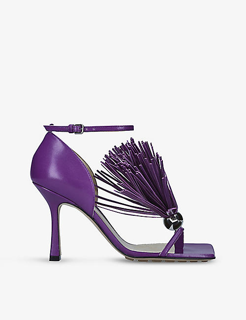 BOTTEGA VENETA: Stretch tassel-embellished leather heeled sandals