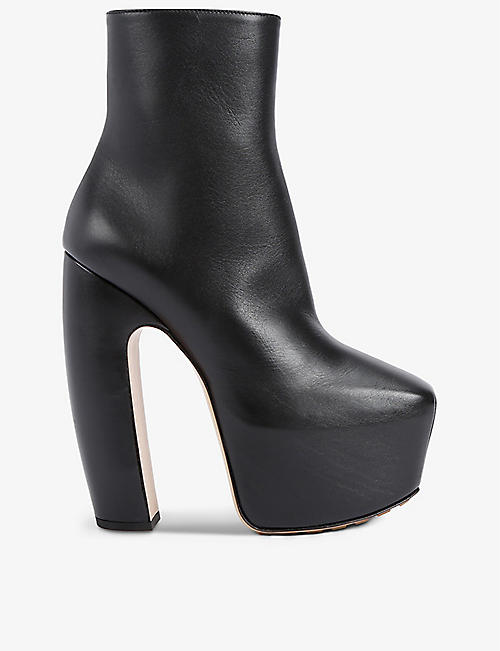 BOTTEGA VENETA: Platform-sole leather heeled ankle boots