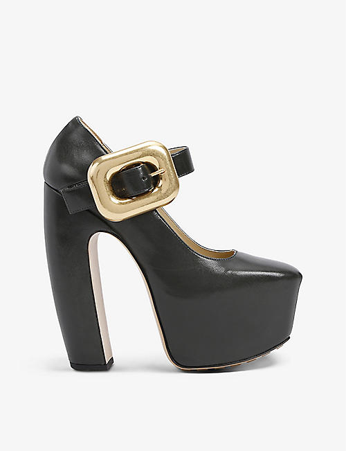 BOTTEGA VENETA: Mostra platform leather heeled mary jane shoes