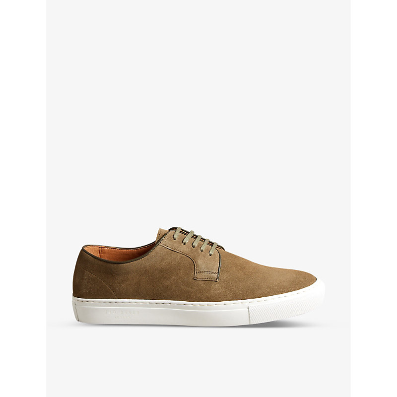 Ted Baker Mens Dk-green Kantens Suede Low-top Trainers