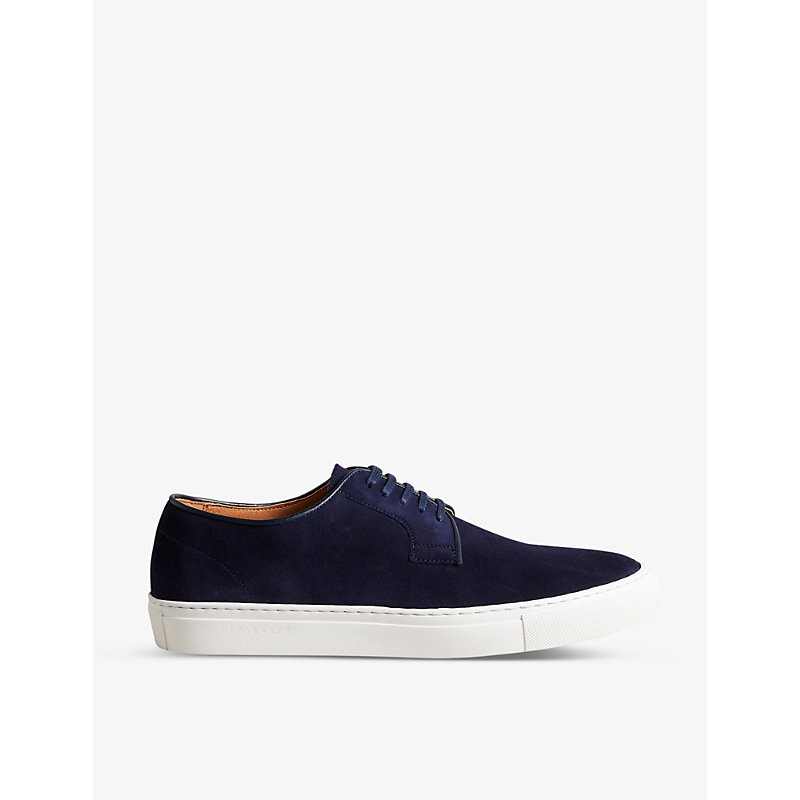 Ted Baker Mens Navy Kantens Suede Low-top Trainers
