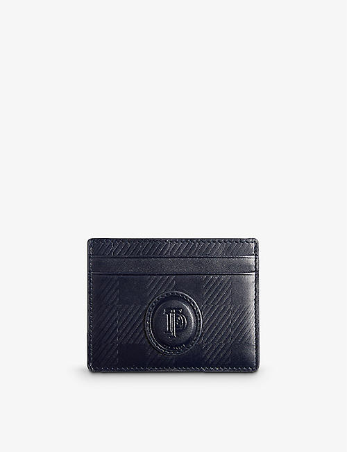 TED BAKER: Perrth house-check logo-embossed leather card holder