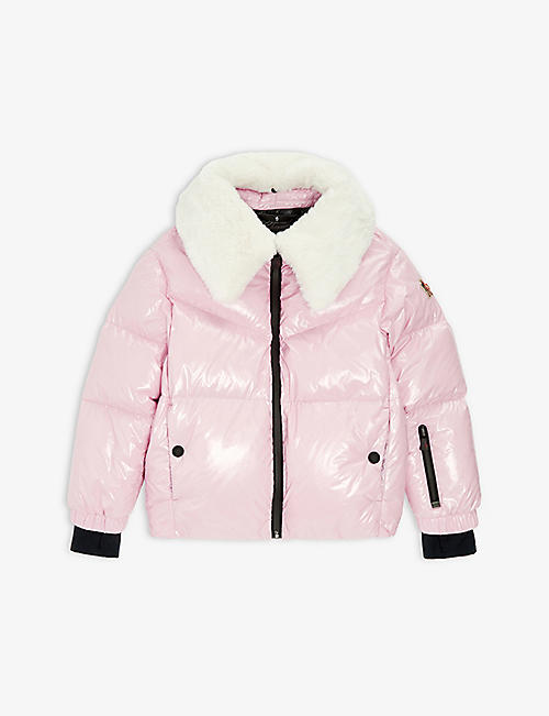 MONCLER: Edling faux-fur collar shell-down jacket 4-14 years