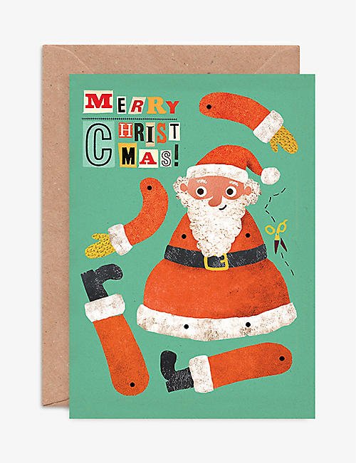 CHRISTMAS: Father Xmas split-pin puppet Christmas card 21cm x 14.8cm