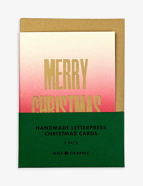 CHRISTMAS: Merry Christmas foil-print pack of six Christmas cards