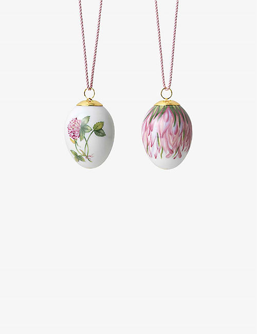 ROYAL COPENHAGEN: Red Clover Buds and Petals porcelain egg decoration set of two&nbsp;