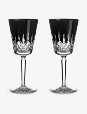 Waterford Lismore Black Medium Crystal Goblets Set Of Two
