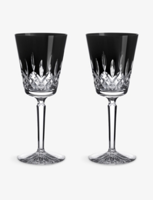 Waterford Lismore Black Large Crystal Goblets Set Of Two