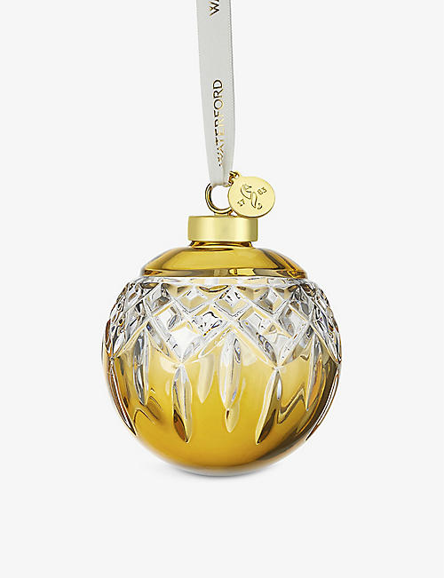 WATERFORD: Lismore amber crystal Christmas decoration 9.3cm