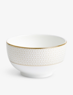 WEDGWOOD: Gio Gold metallic geometric-pattern bone-china bowl 11cm