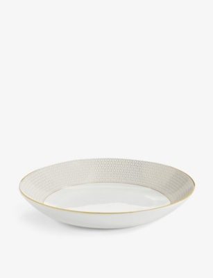 WEDGWOOD: Gio Gold geometric-pattern bone-china pasta bowl 24cm