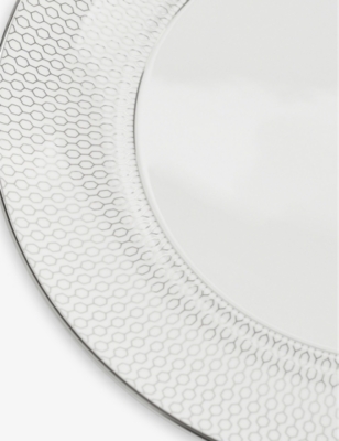 WEDGWOOD: Gio Platinum metallic geometric-pattern bone-china plate 28cm