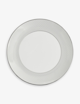 WEDGWOOD: Gio Platinum metallic geometric-pattern bone-china plate 28cm