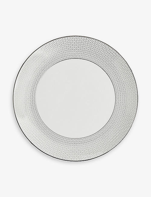 WEDGWOOD: Gio Platinum metallic geometric-pattern bone-china plate 28cm