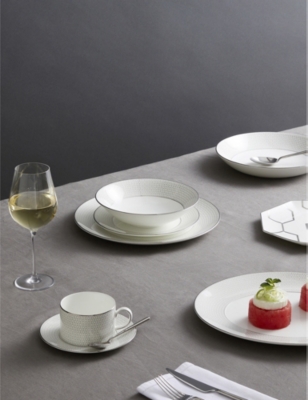 WEDGWOOD: Gio Platinum metallic geometric-pattern bone-china plate 20cm