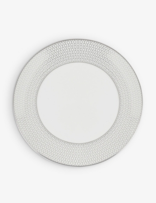 WEDGWOOD: Gio Platinum metallic geometric-pattern bone-china plate 20cm