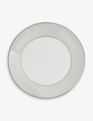WEDGWOOD GIO PLATINUM METALLIC GEOMETRIC-PATTERN BONE-CHINA PLATE 17CM