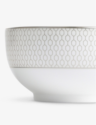 WEDGWOOD: Gio Platinum metallic geometric-pattern bone-china bowl 11cm
