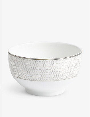 WEDGWOOD: Gio Platinum metallic geometric-pattern bone-china bowl 11cm