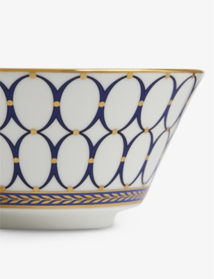 WEDGWOOD: Renaiss Gold gilded graphic-pattern bone-china rice bowl 11.5cm