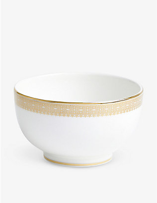 WEDGWOOD: Vera Wang Lace Gold metallic-pattern bone-china bowl 11cm