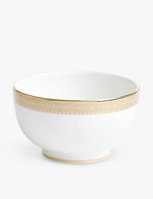WEDGWOOD: Vera Wang Lace Gold metallic-pattern bone-china bowl 11cm