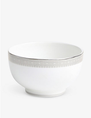 WEDGWOOD: Vera Wang Lace Platinum metallic-pattern bone-china bowl 11cm