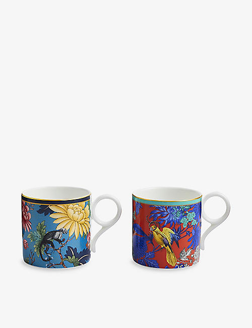 WEDGWOOD: Wonderlust large floral bone china mugs set of two