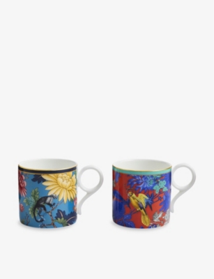 Wedgwood Wonderlust Large Floral Bone China Mugs Set Of Two