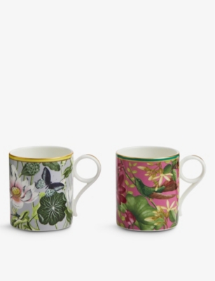 WEDGWOOD: Wonderlust floral bone china mugs set of two