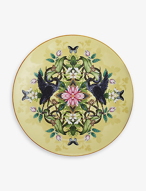 WEDGWOOD: Waterlily kaleidoscopic-print gilded bone-china plate 20cm