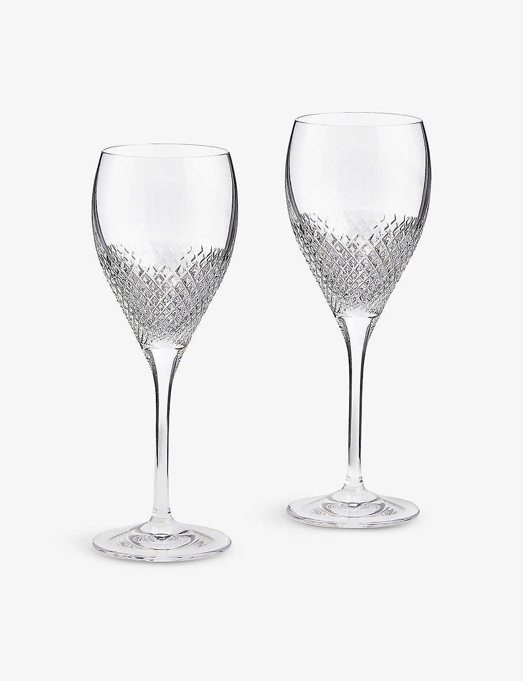 Wedgwood Vera Wang Diamond Mosaic Diamond-cut Set Of Two Crystal Wine Goblets