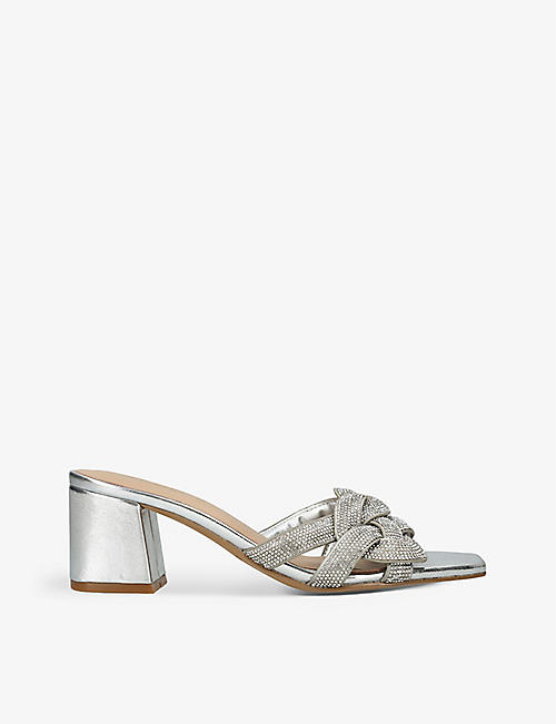 ALDO: Grandly crystal-embellished heeled faux-leather mules