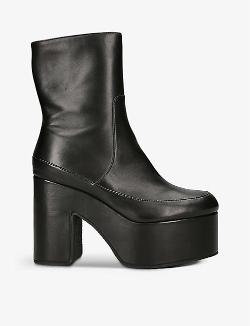 DRIES VAN NOTEN: Platform leather ankle boots