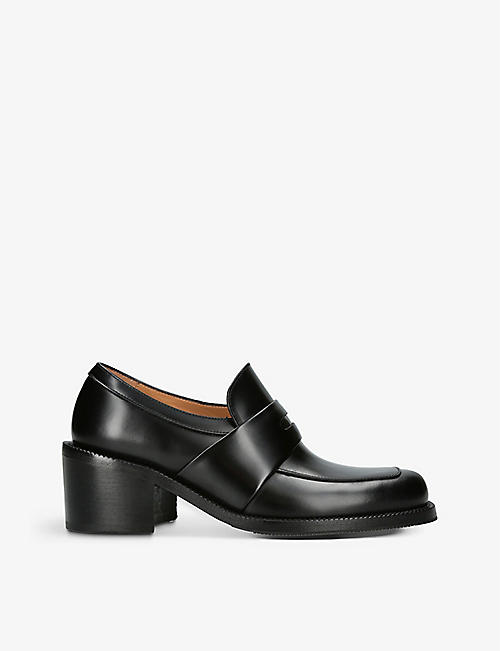 DRIES VAN NOTEN: Block-heel leather loafers