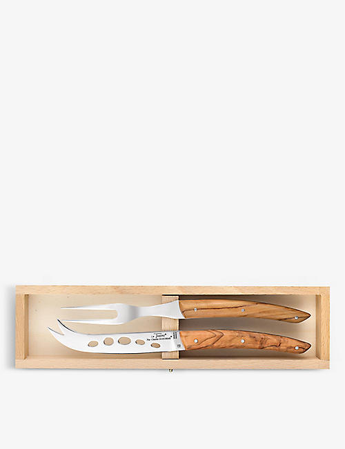 CLAUDE DOZORME: La Thiers stainless-steel cheese knife and fork set