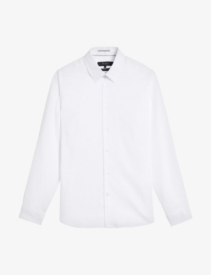 Shop Ted Baker Men's White Jorviss Slim-fit Cotton Shirt