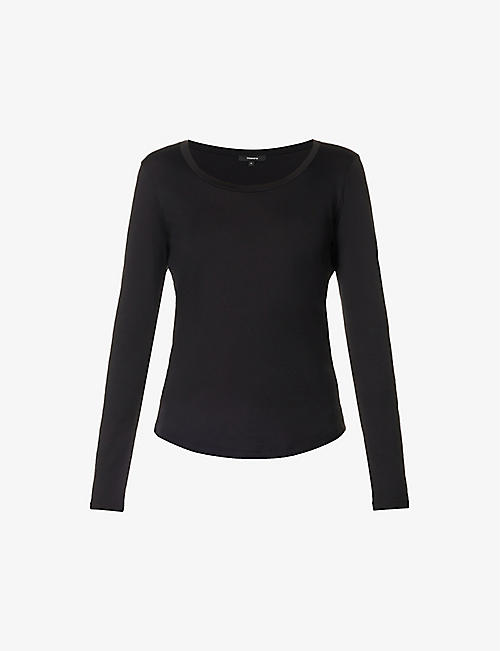 THEORY: Scoop-neck cotton-jersey top